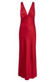 Nadia Maxi Satin Dress With Back Cowl - Red