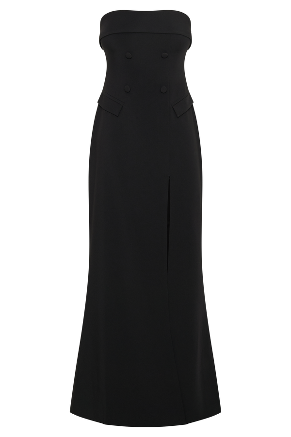 Abbie Strapless Suiting Maxi Dress - Black - MESHKI U.S