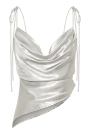 Zavani Asymmetrical Satin Camisole - Silver