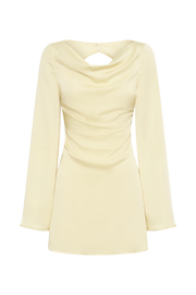 Ariana Satin Mini Dress With Cowl - Lemon