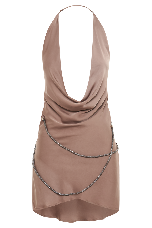 Emilia Diamante Rope Mini Dress - Mocha