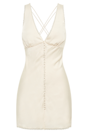 Amiri Satin Mini Dress With Lace - Ivory