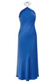 Kaya Satin Midi Dress With Lace - Periwinkle