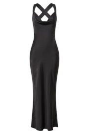Caellie Satin Cowl Maxi Dress - Black