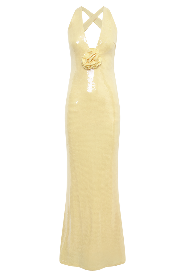 Eliza Rose Sequin Maxi Dress - Lemon