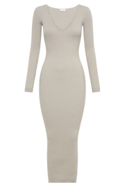 Nina Long Sleeve Knit Midi Dress - Grey Marle