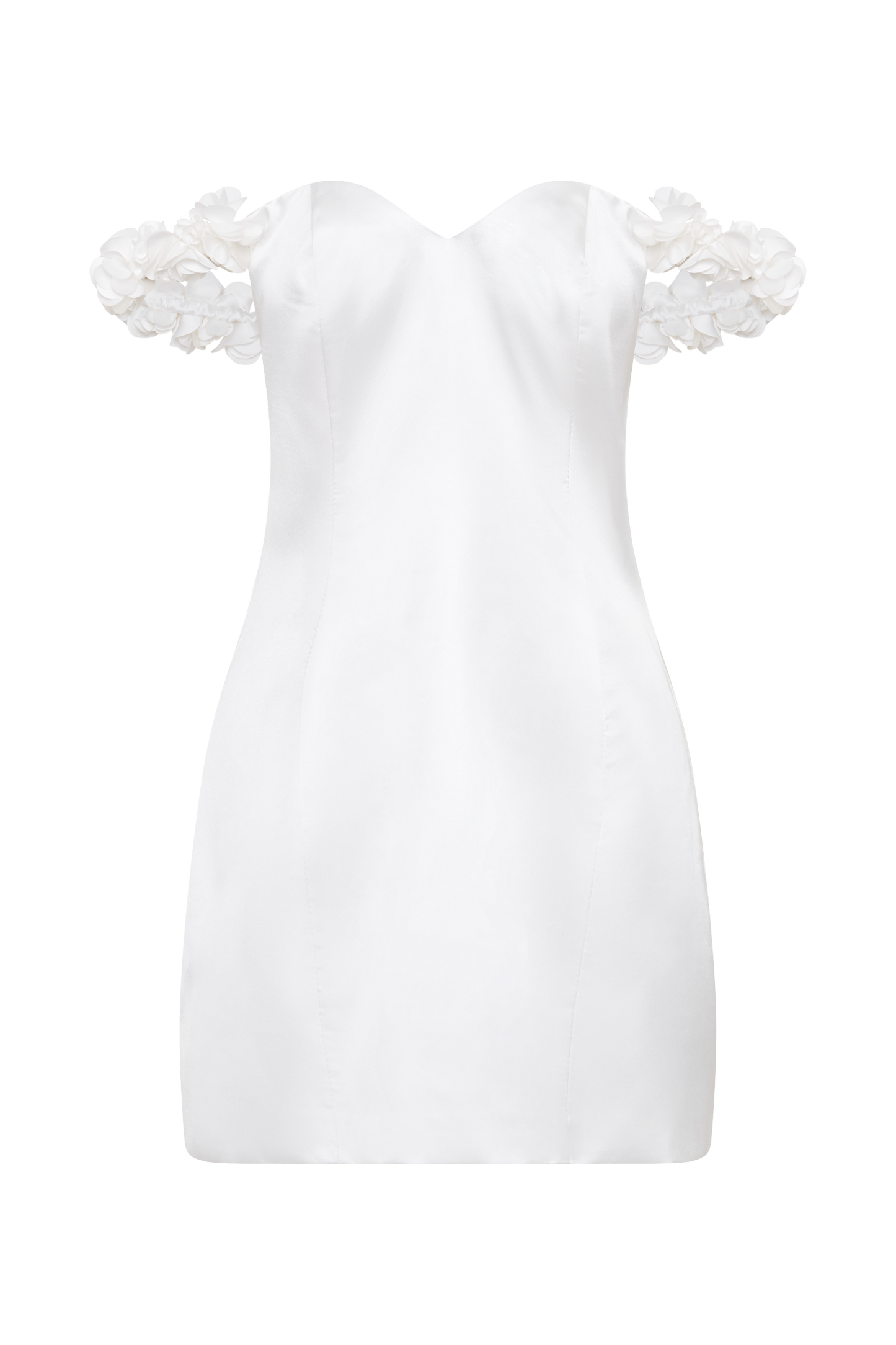 Karrie Satin Rose Mini Dress - White