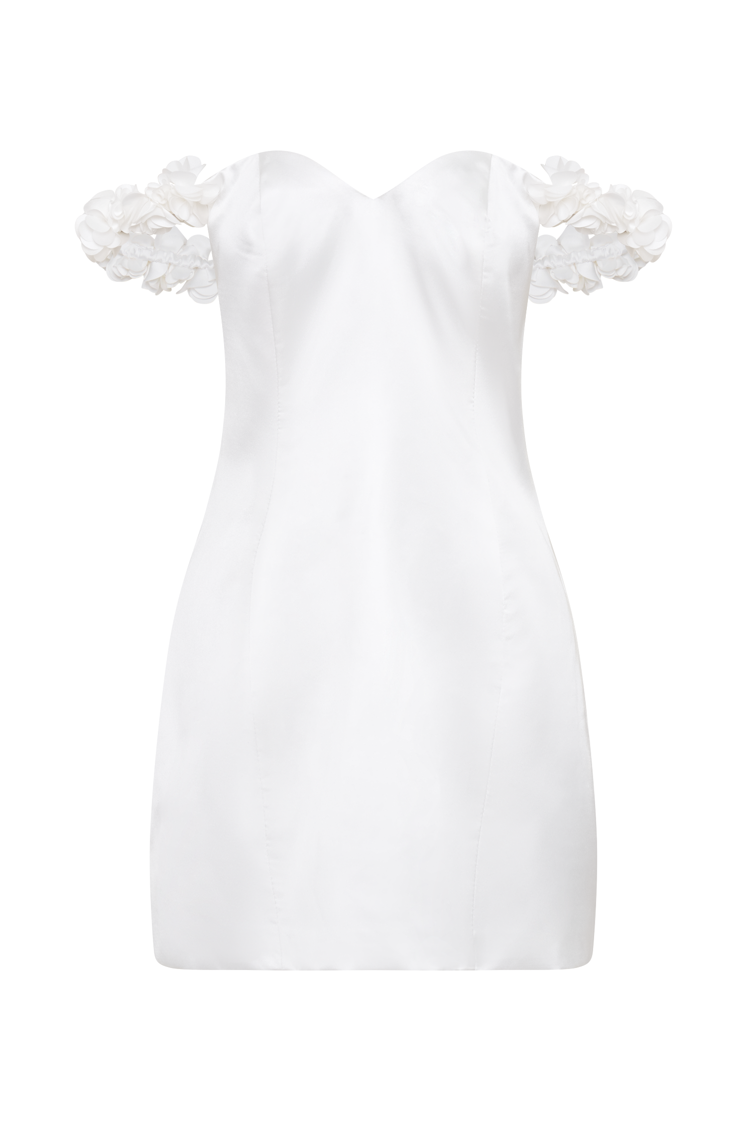 Karrie Satin Rose Mini Dress - White #9