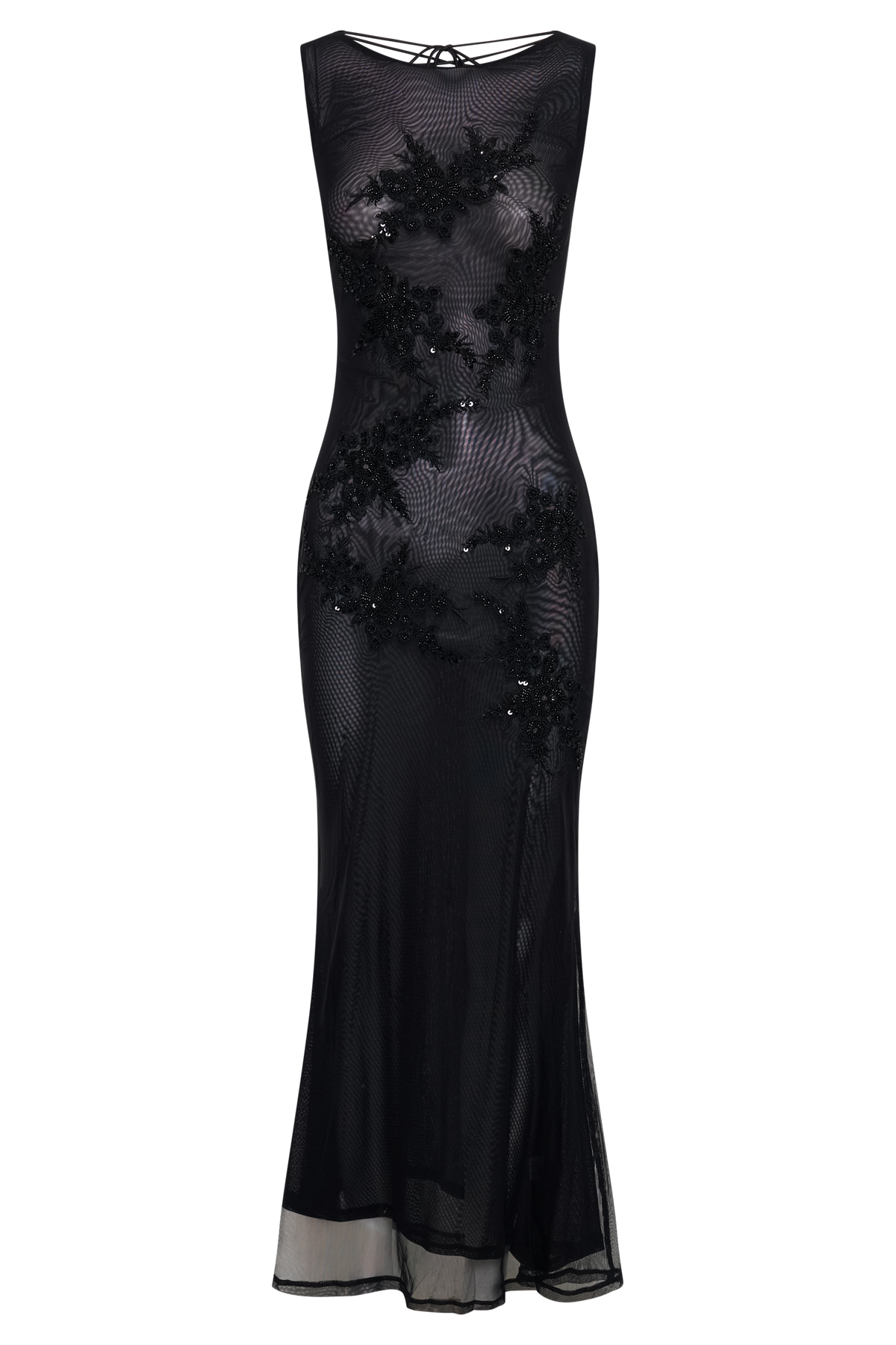 Maeva Embroidered Mesh Maxi Dress - Black #10