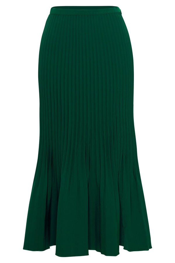 Twyla Pleated Suiting Maxi Skirt - Forest Green