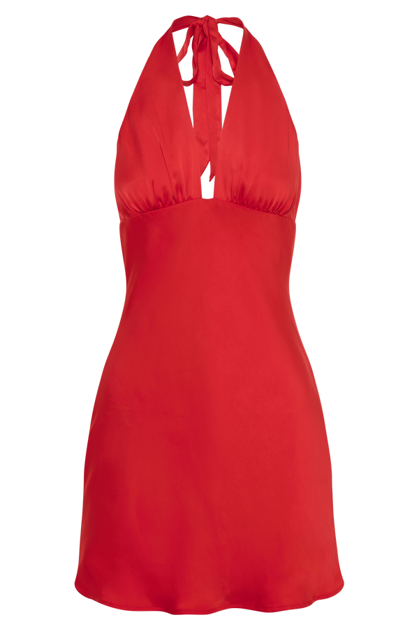 Sascha Keyhole Halter Neck Mini Dress in Red