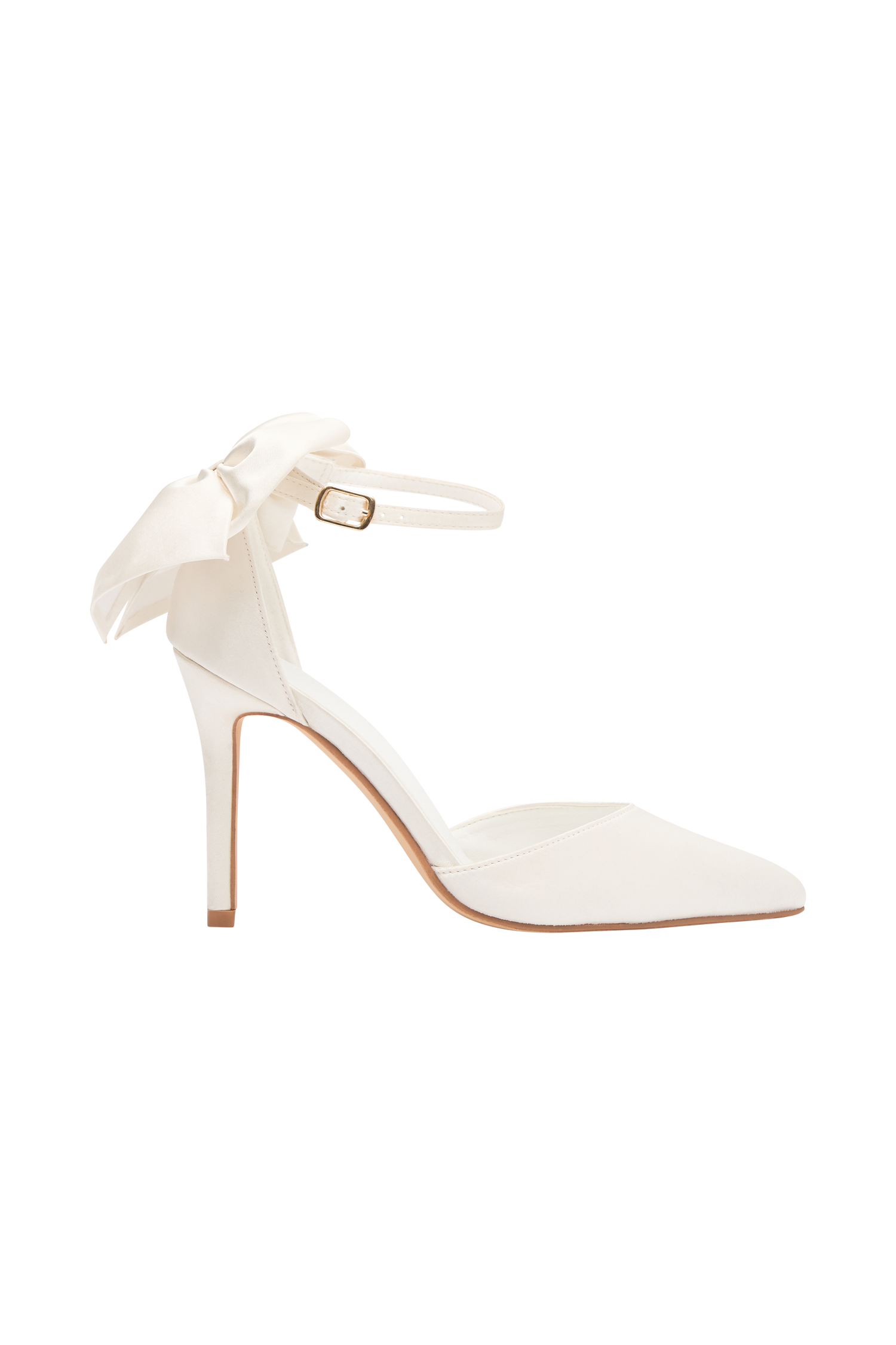 Charmed Satin Bow Heel White MESHKI US