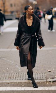 Antonia Buttoned Knit Maxi Dress - Black - MESHKI U.S