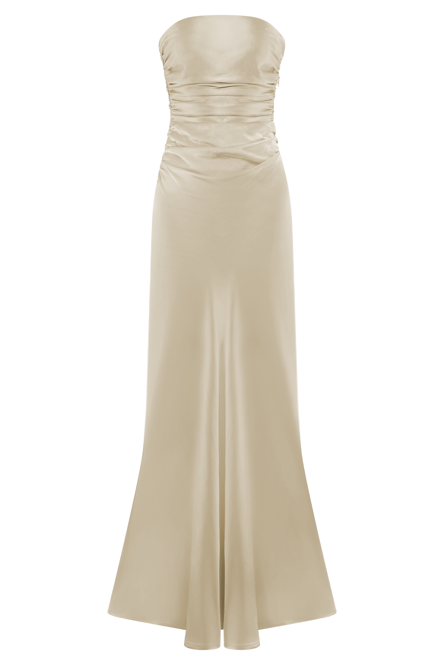 Cedar Strapless Satin Maxi Dress / Blush Gold | MESHKI