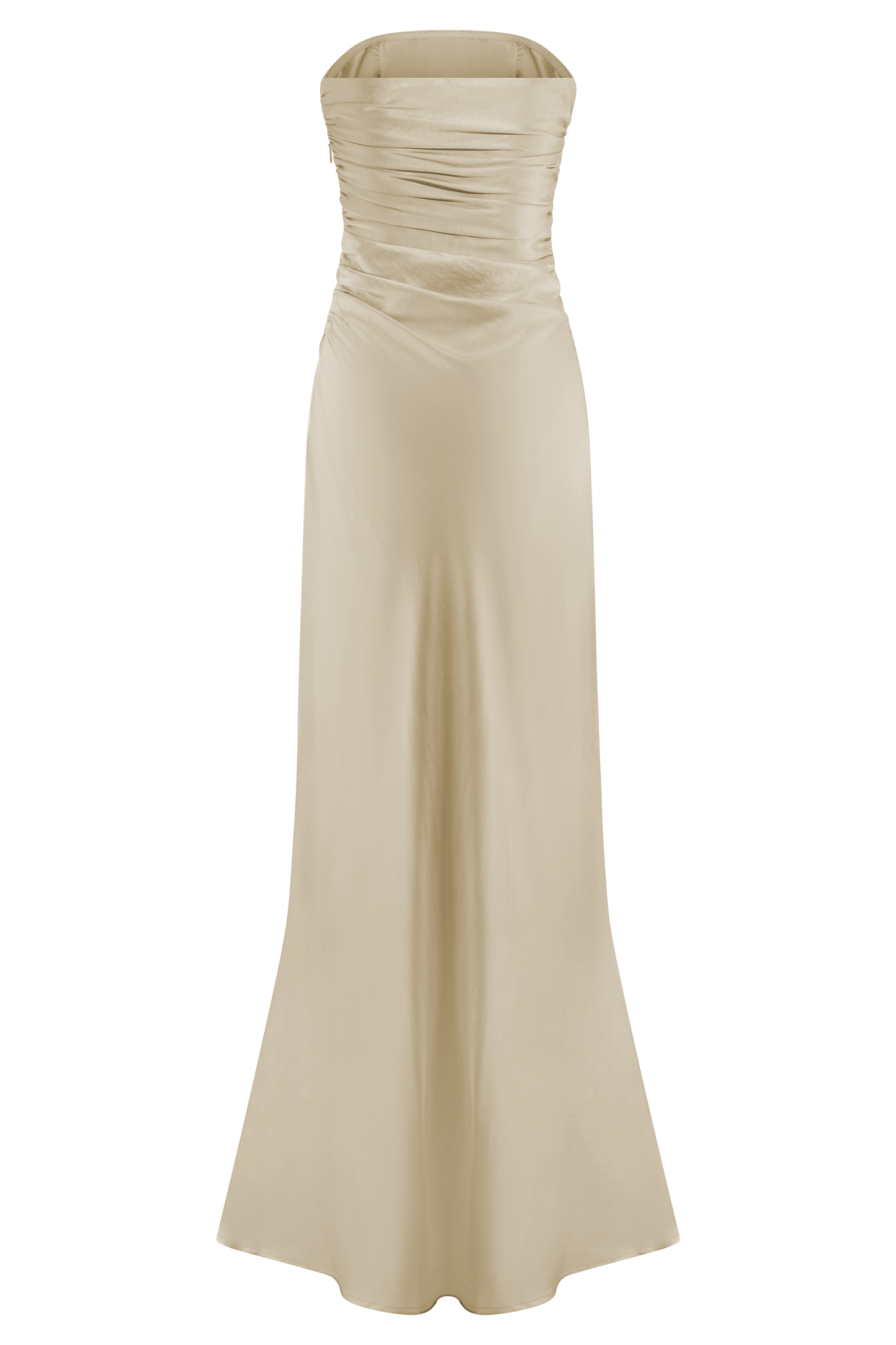 Cedar Strapless Satin Maxi Dress - Blush Gold | MESHKI US Cedar Strapless Satin Maxi Dress - Blush Gold | MESHKI US