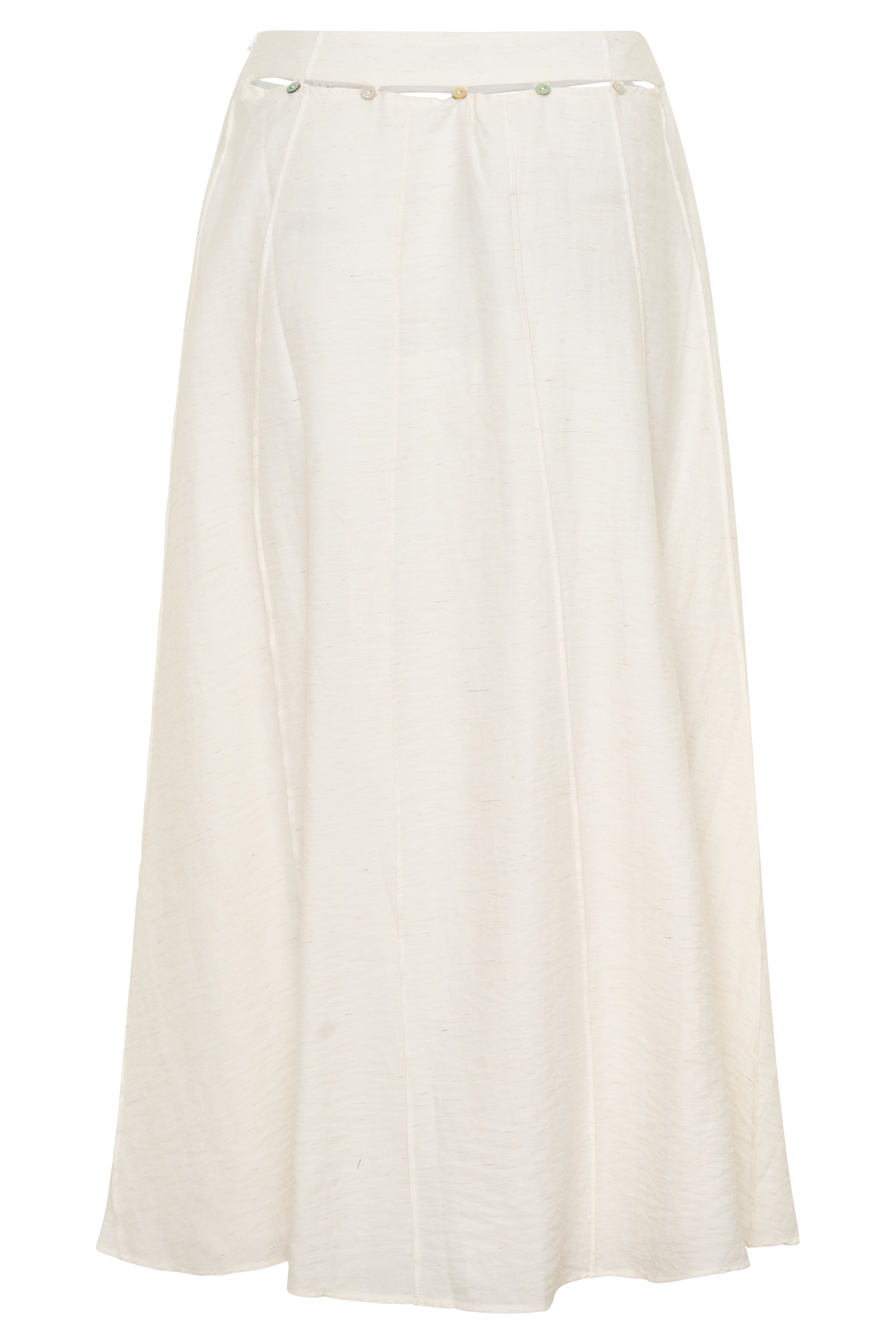 Claire Pearl Button Midi Skirt - White | MESHKI US