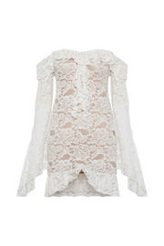 Lindsey Lace Plisse Mini Dress - Ivory