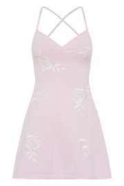 Victorie Rose Knit Mini Dress - Fairy Floss Pink