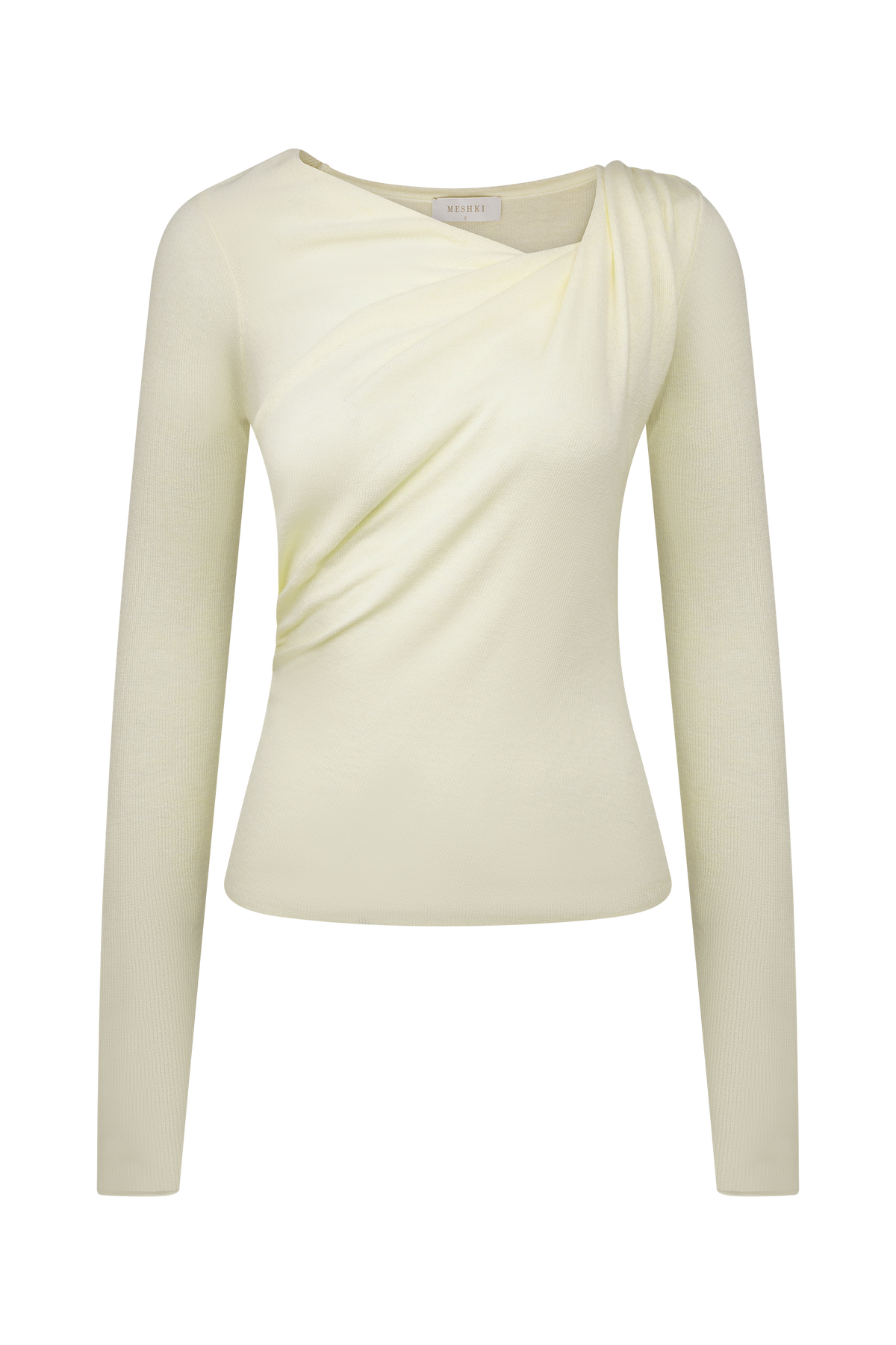 Culver Draped Twist Knit Top - Cream | MESHKI US Culver Draped Twist Knit Top - Cream | MESHKI US
