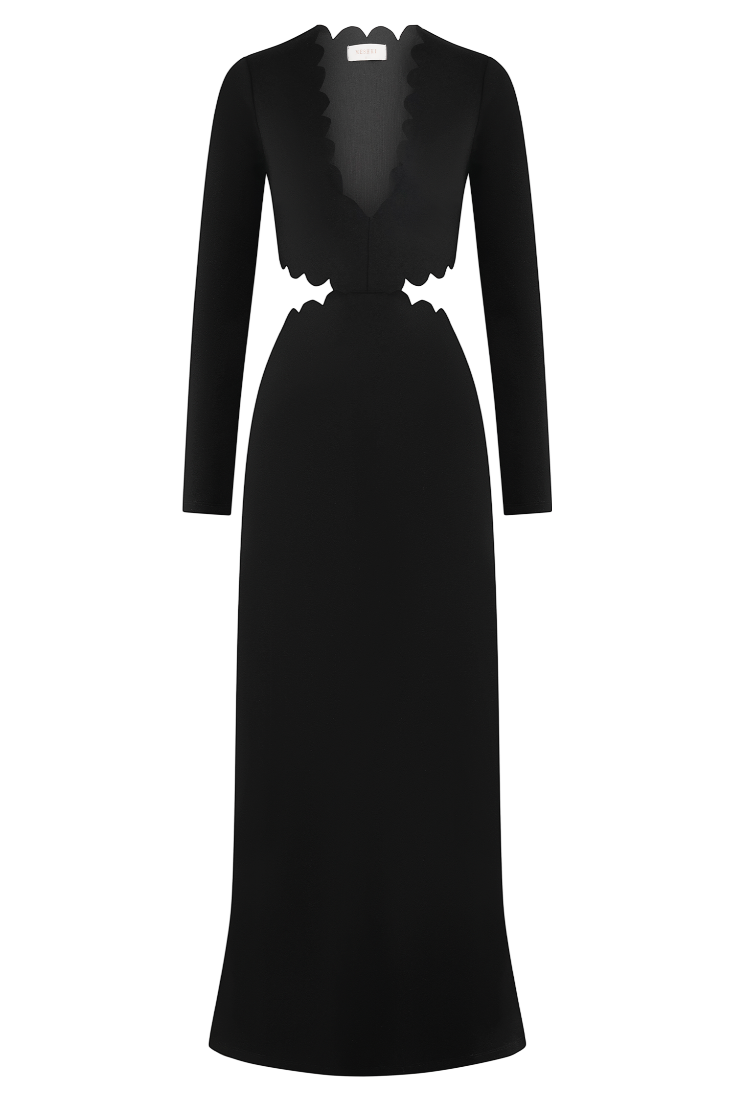 Cynthia Scalloped Halter Maxi Dress - Black #9