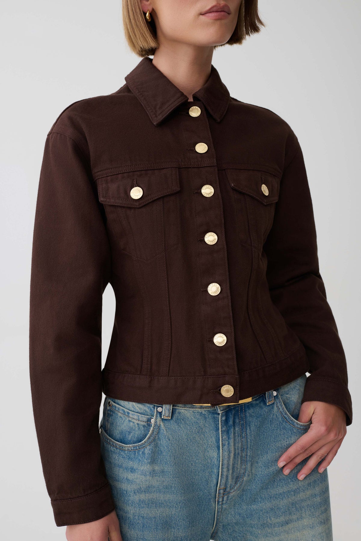 Renee Belted Denim Jacket - Chocolate #3