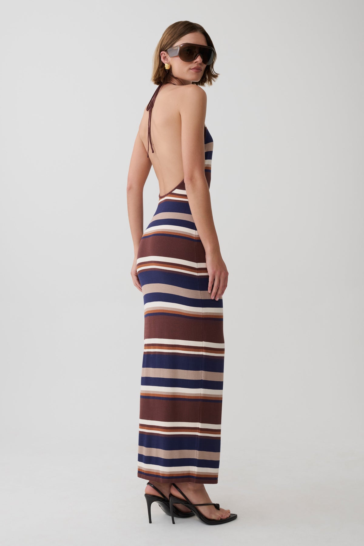 Brienne Stripe Midi Dress - Navy/Neutral