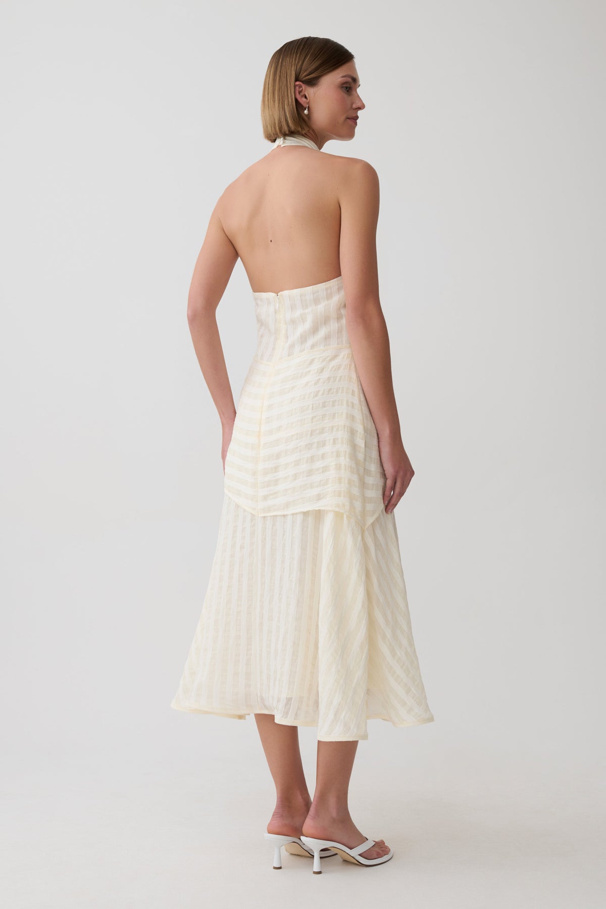 Darline Striped Halter Midi Dress - Ivory #2