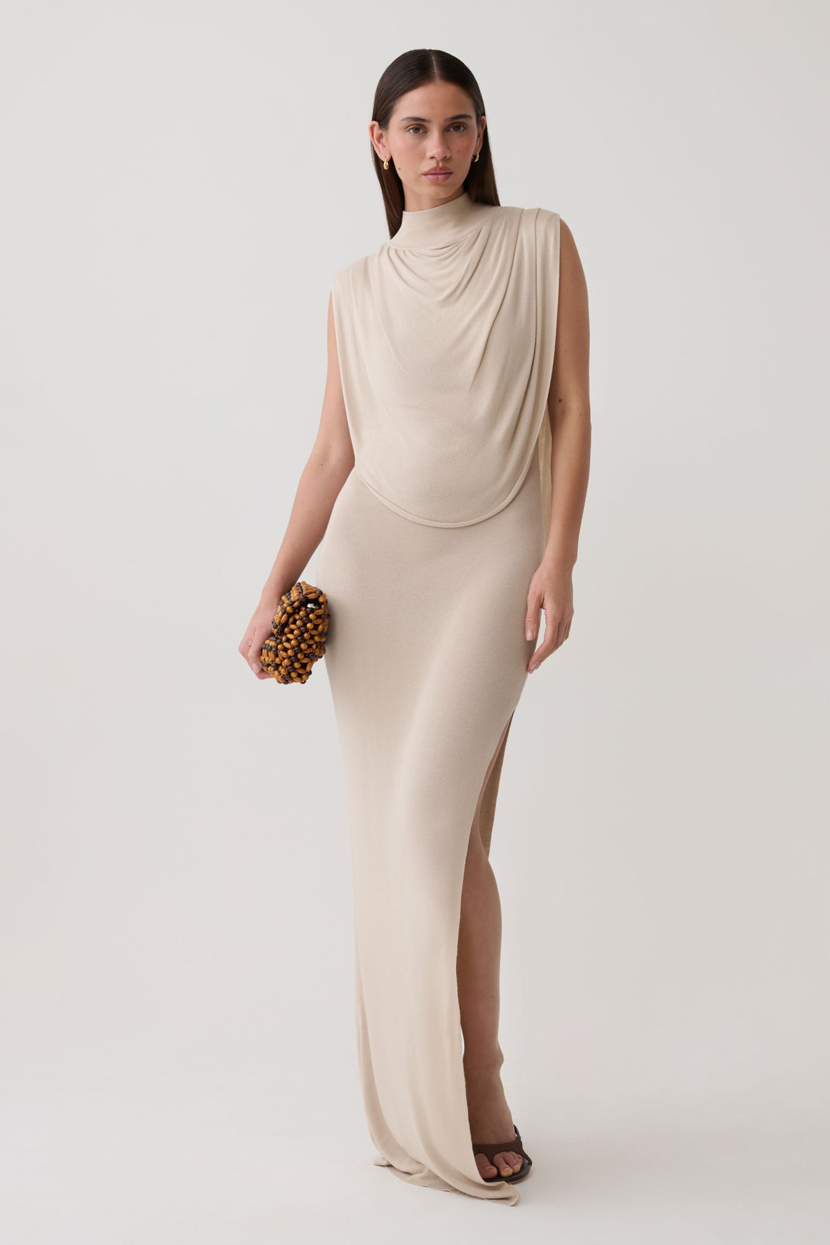 Alexandre Drape Front Knit Maxi Dress - Nude #5