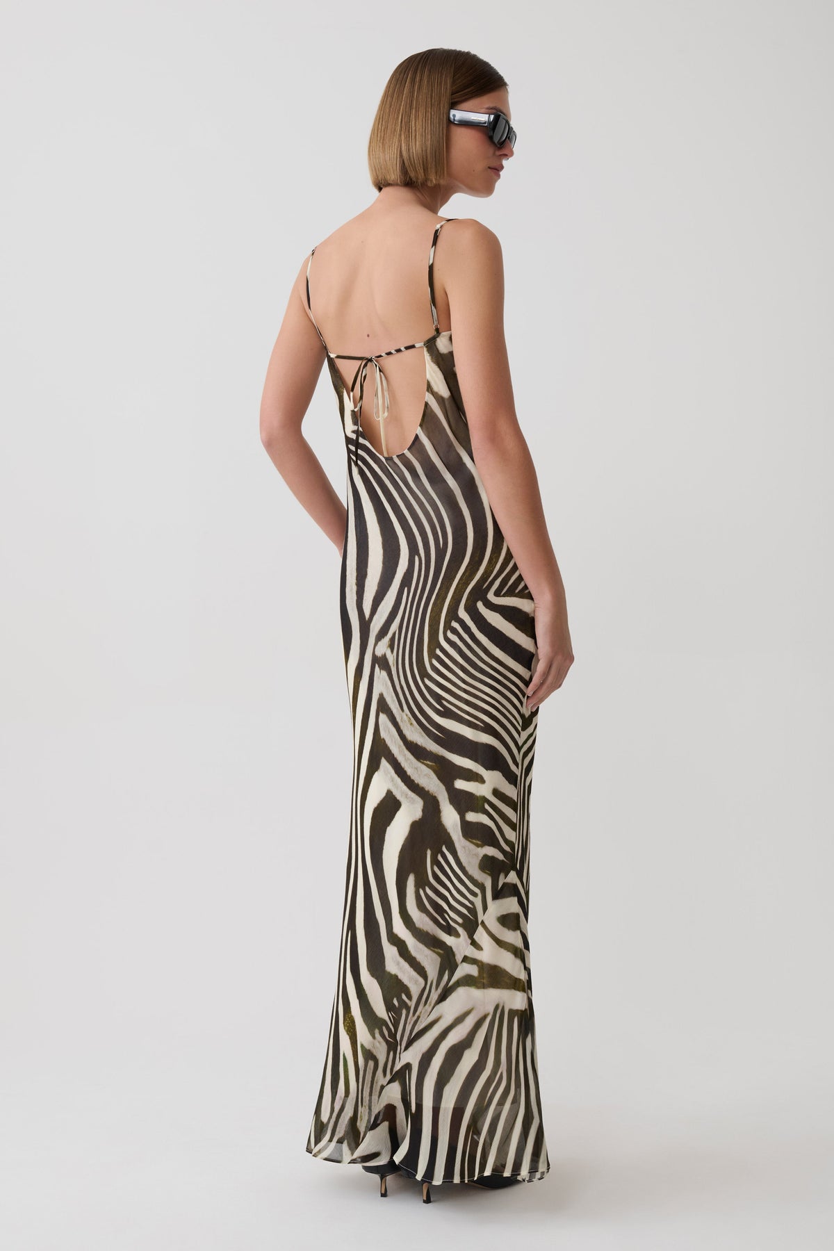 Zoe Cowl Front Printed Maxi Dress - Zebra Print #3