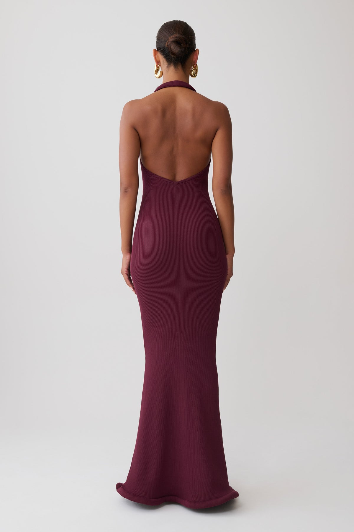Jennifer Tubular Knit Maxi Dress - Plum