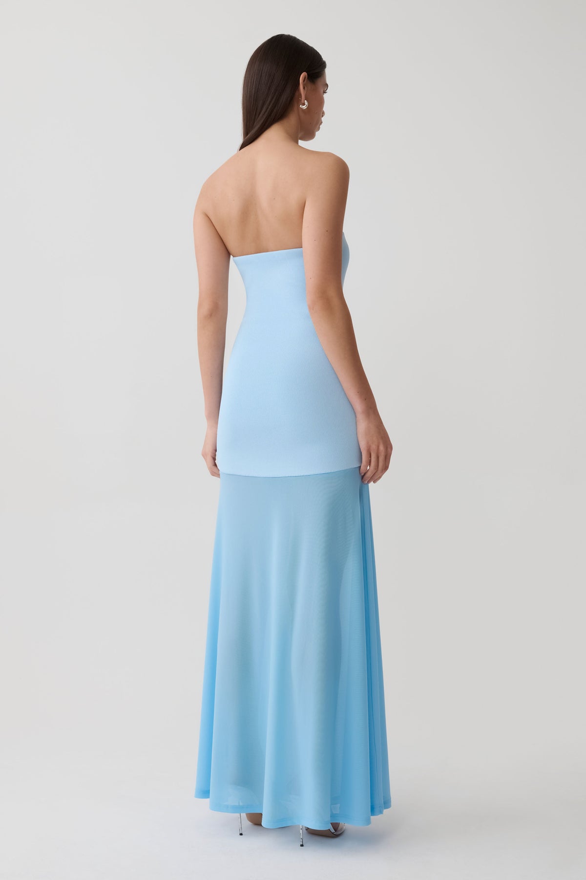 Louie Strapless Knit Maxi Dress - Baby Blue #2