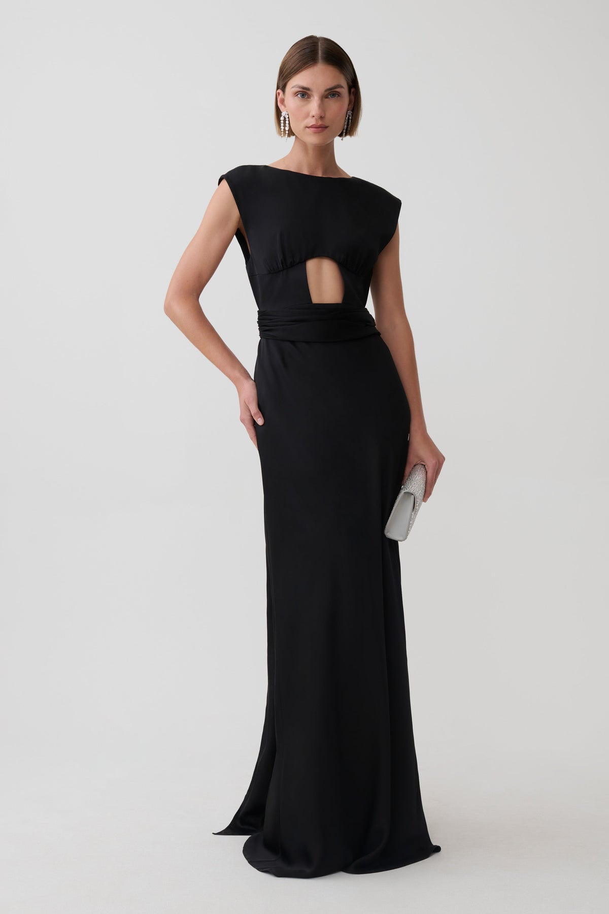 Destiny Cut Out Satin Maxi Dress - Black #4