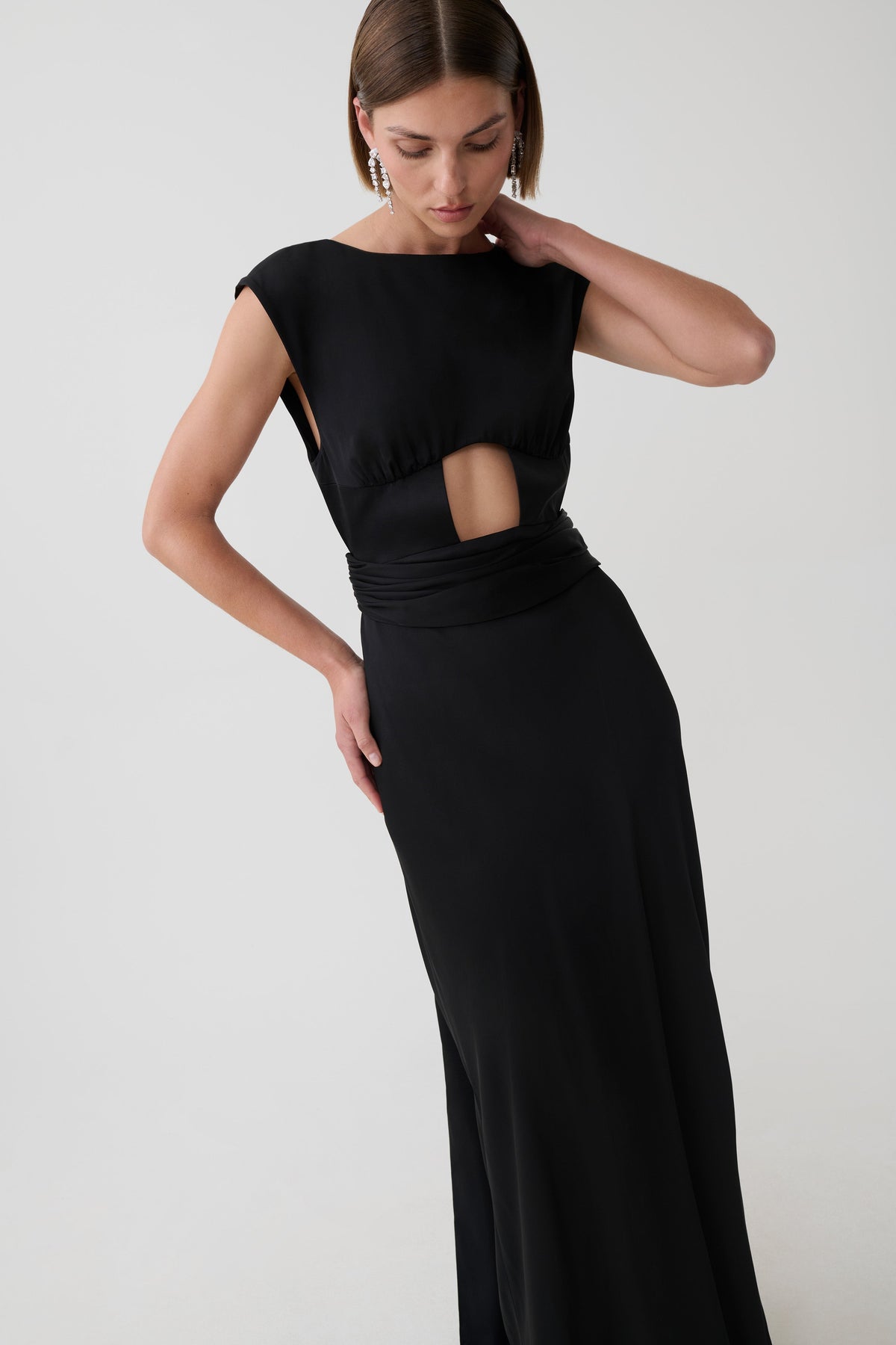 Destiny Cut Out Satin Maxi Dress - Black #6