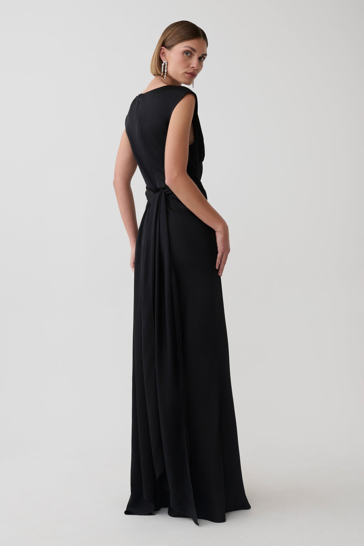 Destiny Cut Out Satin Maxi Dress - Black #2