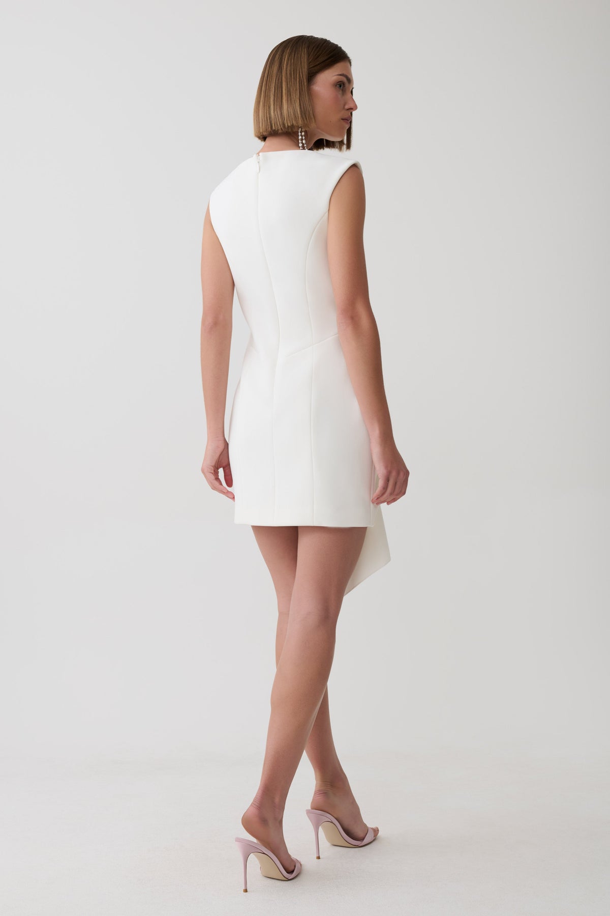 Jessica Crepe Draped Mini Dress - White #4