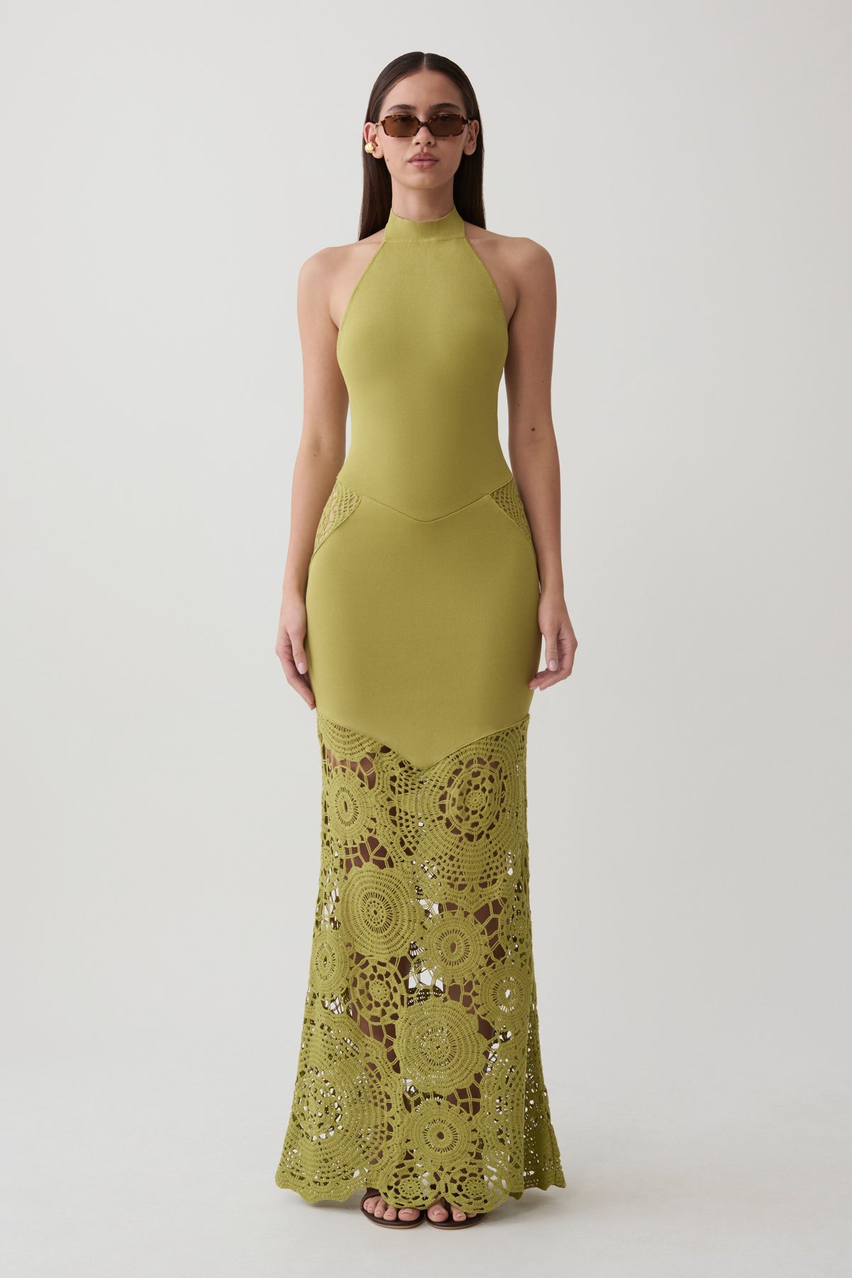 Clare Crochet Knit Maxi Dress - Chartreuse
