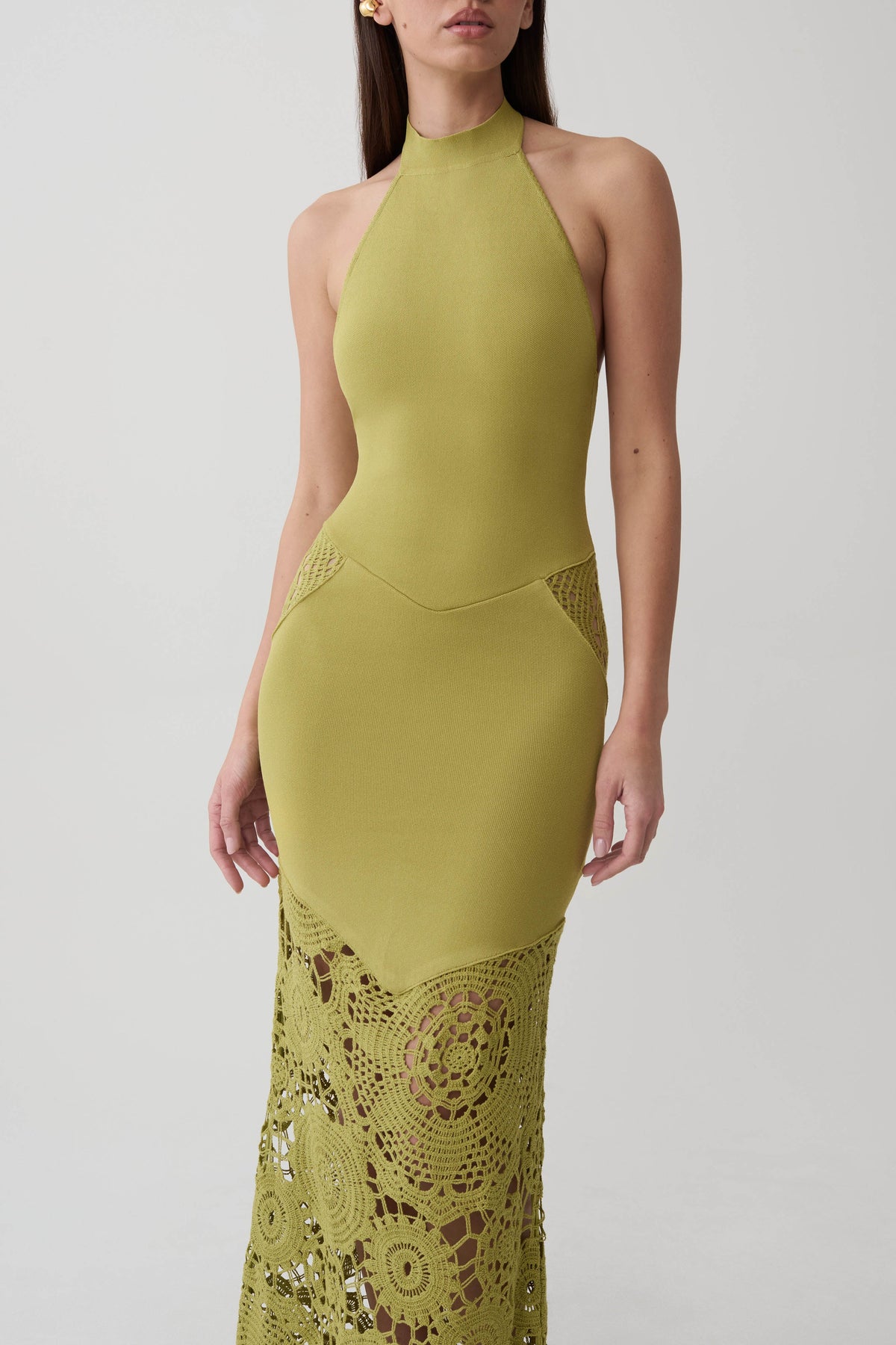 Clare Crochet Knit Maxi Dress - Chartreuse #6