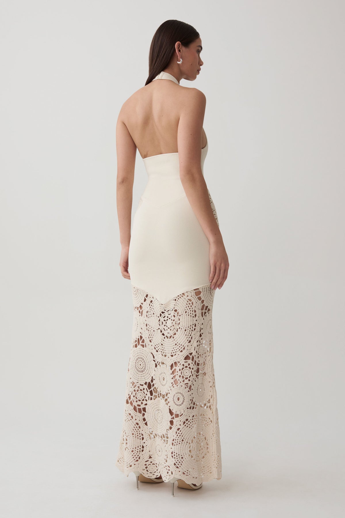 Clare Crochet Knit Maxi Dress - Ivory