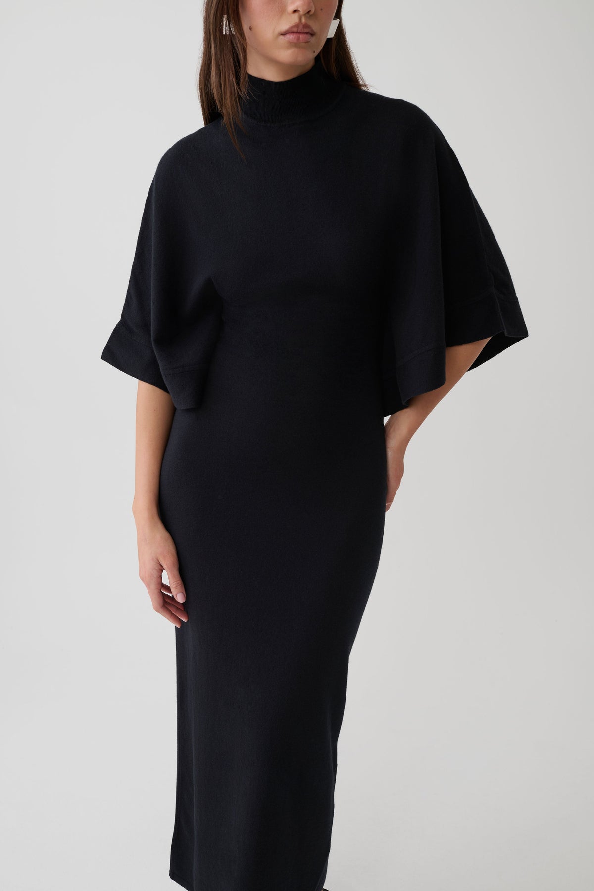 Helania High Neck Knit Maxi Dress - Black #6
