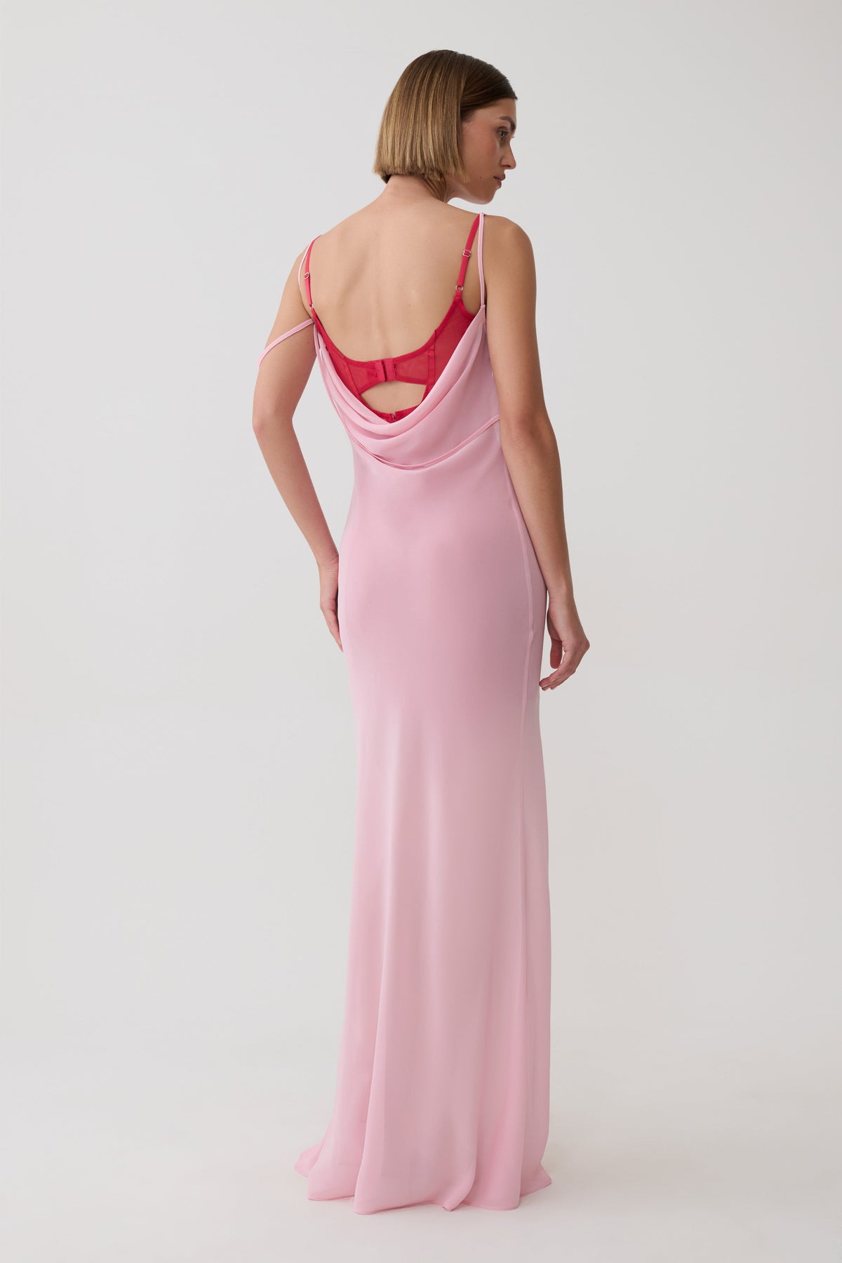 Alexandra Layered Chiffon Maxi Dress - Pink/Cherry #2