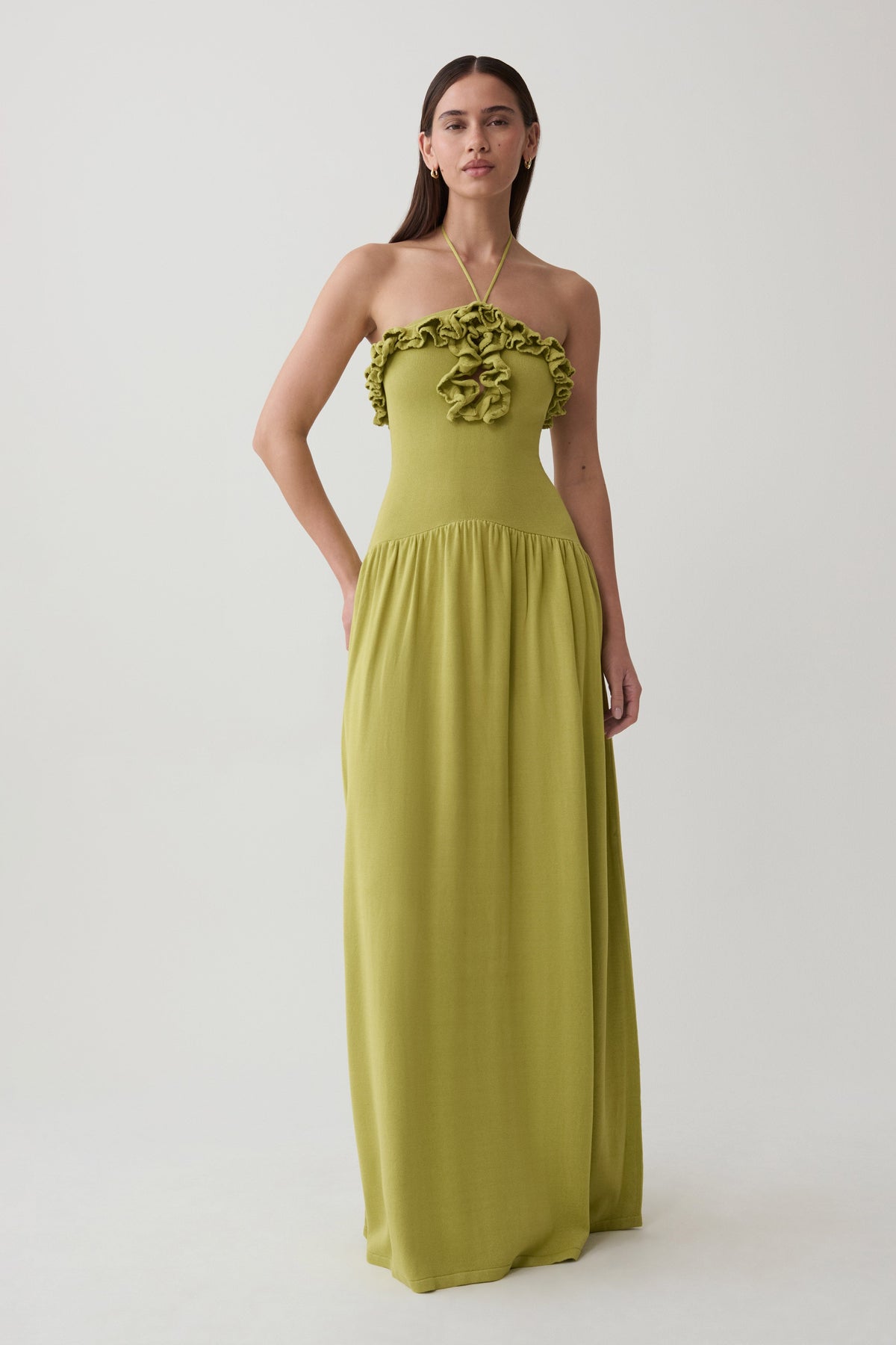 Tayler Ruffle Knit Maxi Dress - Chartreuse #4