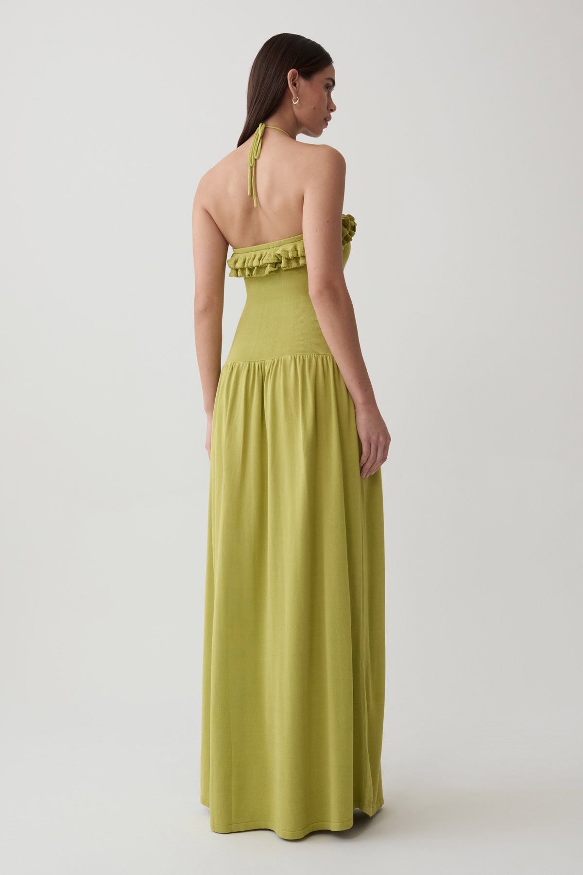 Tayler Ruffle Knit Maxi Dress - Chartreuse #2