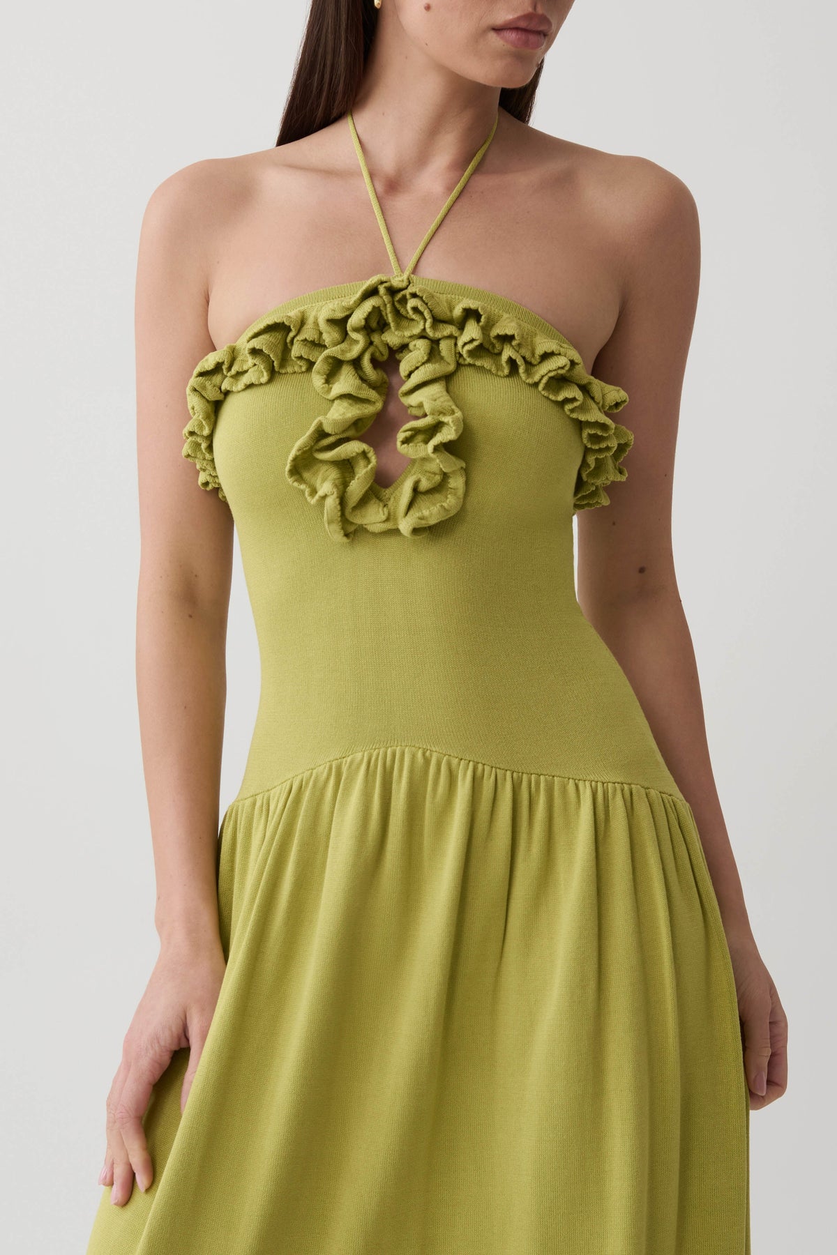 Tayler Ruffle Knit Maxi Dress - Chartreuse #3