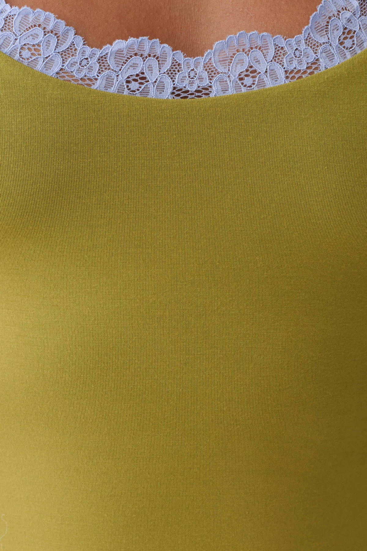 Gardenia Lace Trim Scoop Neck Mini Dress - Olive/Cornflower #6