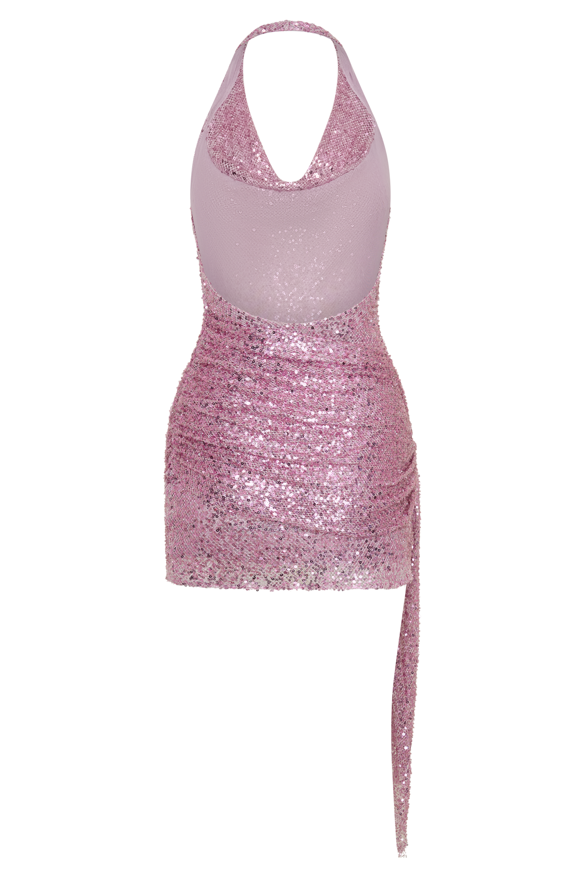 Alison Beaded Sheer Cowl Mini Dress - Pale Pink #7