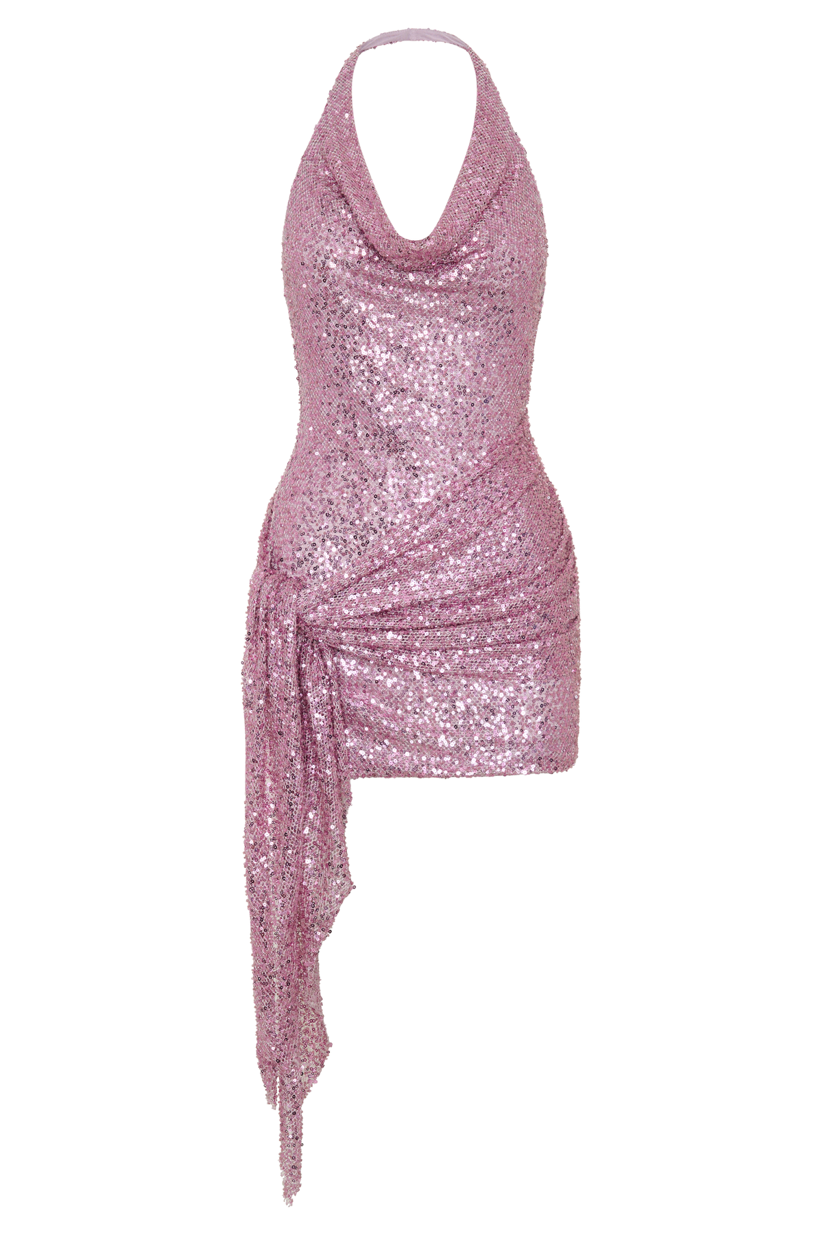 Alison Beaded Sheer Cowl Mini Dress - Pale Pink #8
