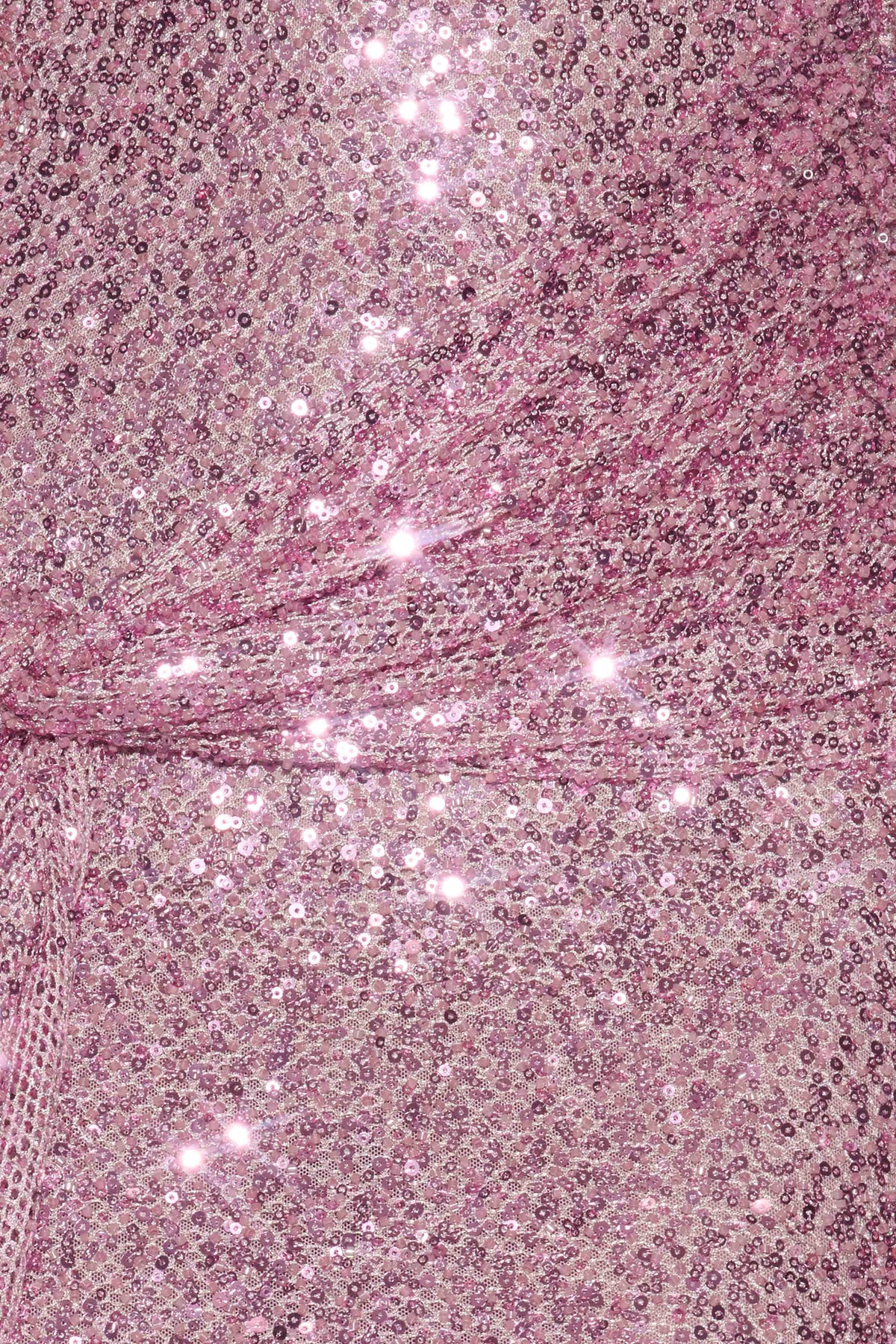 Alison Beaded Sheer Cowl Mini Dress - Pale Pink