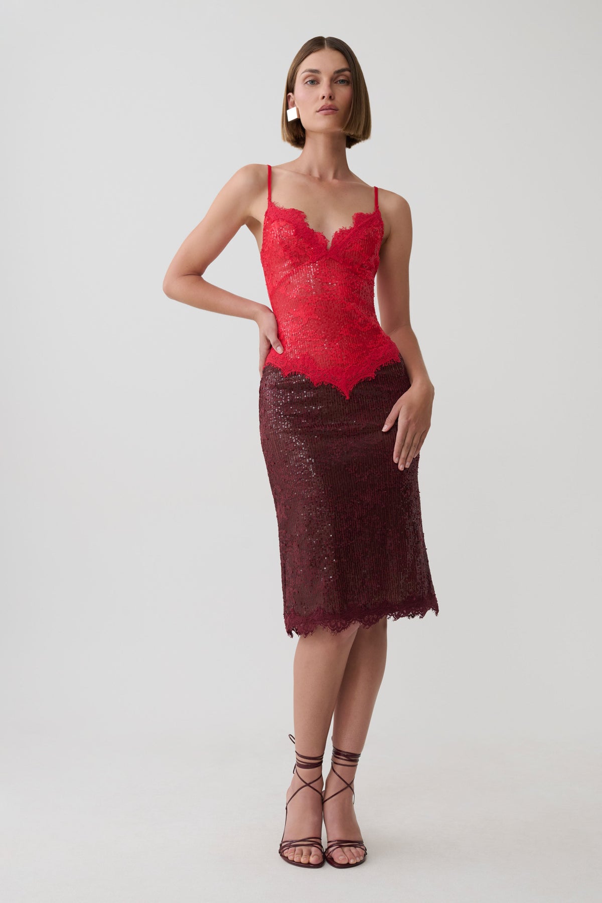 Jaimee Lace Midi Dress - Red #4