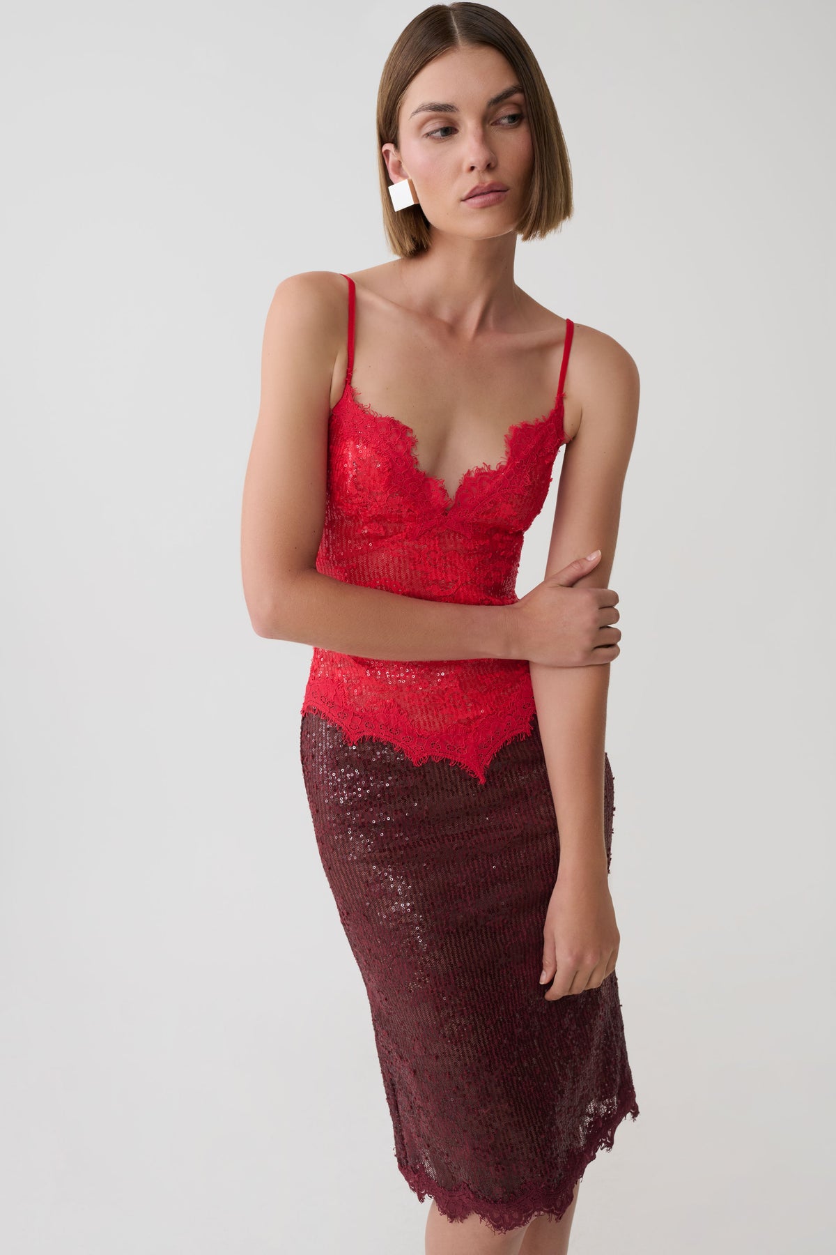 Jaimee Lace Midi Dress - Red #3
