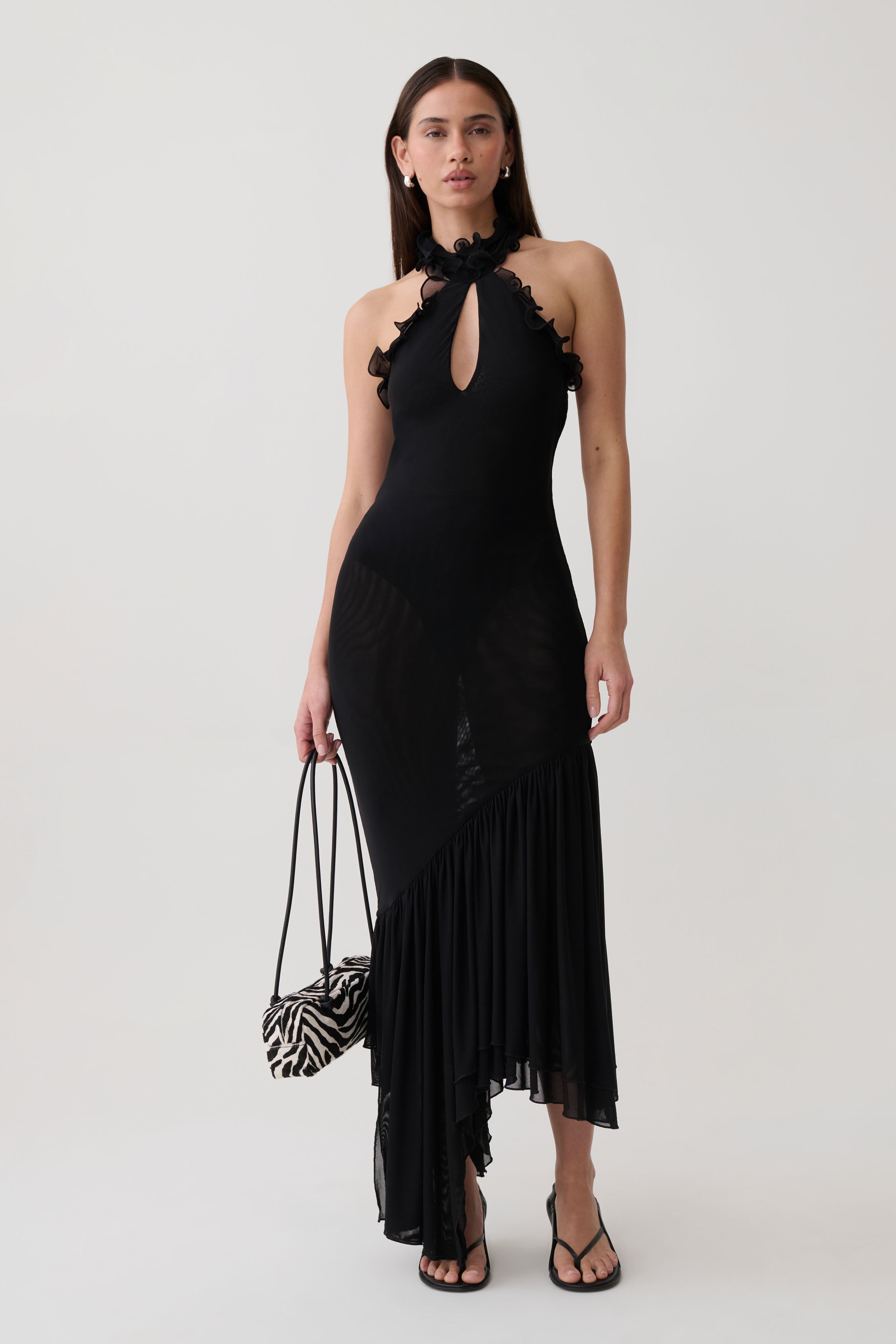 Maisey Mesh Midi Dress - Black | MESHKI US